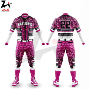 Tenues de baseball personnalisées, entièrement boutonnées, 100 % polyester, tissu double tricoté respirant, imprimé par transfert thermique, ensembles de pantalons en jersey - Product Image 2