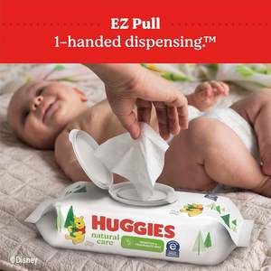 Lingettes pour bébé Huggies Natural Care Sensitive, non parfumées, hypoallergéniques, 99% d'eau purifiée, 3 paquets à ouverture facile (168 lingettes au total) - Product Image 2