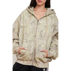 Sudadera con capucha y cremallera de gran tamaño personalizable 2025 para mujer, cuello con capucha estampado de invierno con bolsillo de canguro y hombros caídos - Product Image 2