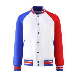 Chaqueta Bomber Universitaria Blanca, Roja y Azul OES, Forro Personalizado, Reversible por Delante, Estilo Griego, Ropa Urbana, Impermeable - Product Image 1
