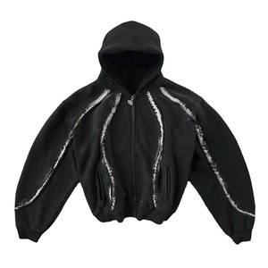 เสื้อฮู้ดผ้าฝ้าย100% มีซิปแต่งขอบแนววินเทจ - Product Image 1