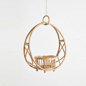 Macetero colgante de ratán estilo bohemio hecho a mano para balcón, patio y espacios interiores - Product Image 5