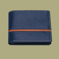 Dompet Lipat Panjang Kulit Asli Pria Mewah RFID Resleting Tahan Air Tempat Kartu Bisnis Logo Timbul Penutup Bergaya Poliester