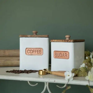 Printed <b>storage</b> boxes Metal Material Designer Kitchen <b>Storage</b> <b>Box</b> Iron Metal Kitchen Canister with wooden lid - Product Image 2