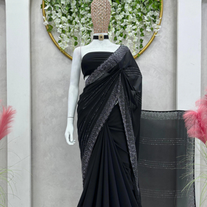 Diseñador Thread Work Saree en Faux Georgette Fabric Conjunto de ropa de fiesta ligera - Product Image 1