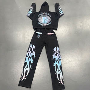 Conjunto Deportivo Personalizado 100% Algodón, Dos Piezas, Corte Regular, Sudadera con Capucha para Hombre, Felpa Transpirable, Invierno, Estampado, Chándal - Product Image 3