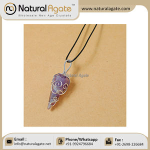 Fila de cristal de cuarzo, colgante de alambre de envoltura de piedra - Product Image 6