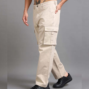 Pantalones de chándal cargo de lona personalizados al por mayor para hombre con bolsillos, pantalones de jogging en blanco para hombre - Product Image 3