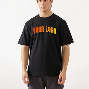 Camiseta transpirable de Algodón 100% con logotipo personalizado, camiseta de gran tamaño de calidad de lujo con cuello redondo y hombros caídos de secado rápido, ropa de calle para hombre - Product Image 4