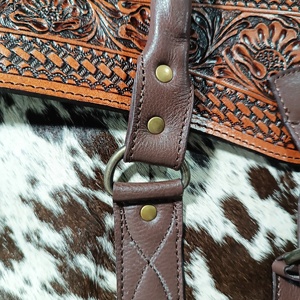 Unisex Bohemian Style Aztec Flowers Genuine Leather Duffel <b>Bag</b> Carry <b>Weekend</b> <b>Travel</b> Tassel Western Fashion Autumn Customized - Product Image 5