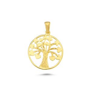 Collier à breloque arbre de famille Design d'art délicat 14K en or véritable arbre de vie collier cœur bijoux turcs vente en gros Offre Spéciale - Product Image 4