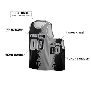 Black Gray Custom <b>Basketball</b> Jersey Tank Hop Personalized Print Team Name Number Logo Sports Shirts for <b>Men</b> Women Youth Kid - Product Image 4