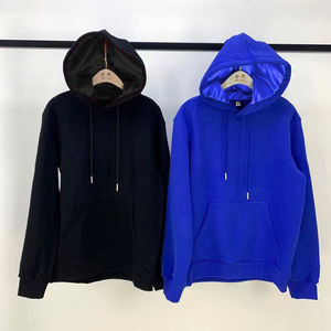 2022 Sudadera con capucha estilo Hip Hop con logotipo personalizado para hombre, forro de seda satinada de peso pesado, 100% algodón grueso para otoño, teñido liso - Product Image 5