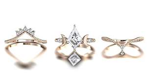 Juego de anillos de compromiso de moissanita de Plata de Ley 925 'Moon My Life', banda de boda de estilo clásico con forma de cometa para fiestas de aniversario - Product Image 3