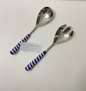 Ensemble de service à salade royal en acier inoxydable avec poignée en résine blanche poignée faite main de conception décontractée pour restaurant - Product Image 6