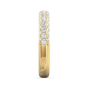 Bague de fiançailles et de mariage pour femme en or jaune 10K certifiée IGI, sertie de trois rangs pavés de pierres de 1,50 CTW, plaquée rhodium - Product Image 2