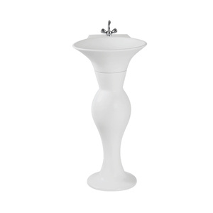 Lavabo de Pedestal de Cerámica Blanca de Diseño Moderno con Función de Fácil Limpieza para Baño a Buen Precio - Product Image 1