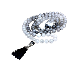 Collar de Cuentas de Cuarzo Rutilado de 180 Facetas, Estilo Bohemio, Mala de Yoga Multitipo, Fabricado en India con Cadena de Cuentas - Product Image 4
