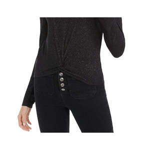 Top a costine scintillante per bambina Planet Gold con design frontale intrecciato in tessuto lavorato a maglia nero, taglia Large - Product Image 3