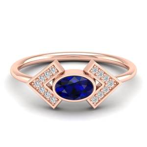 REYES Oval Cut 0.5 Carat Blue Sapphire Gemstone <b>Ring</b> <b>For</b> <b>Women</b> Wholesale Price 14K Solid Gold GRA Certified Moissanite Jewelry - Product Image 1