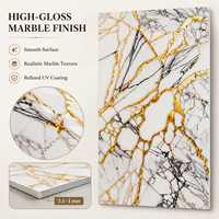 Panneau mural en PVC brillant MORLENX en marbre mosaïque or blanc pour la décoration de hôtels et villas de luxe