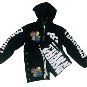 เสื้อฮู้ดเทอร์มอลยูนิเซ็กส์2ชิ้นมีซิปผ้าฝ้ายเสื้อฮู้ดกำหนดรูปแบบสตรีทแวร์ผ้าโพลีเอสเตอร์เสื้อกันลม - Product Image 6