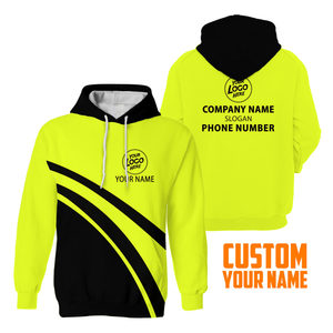 Hi Vis Hoodie Black And Yellow Black Stripes Nombre y logotipo personalizados Nombre DE LA EMPRESA Ropa de trabajo de seguridad Sudadera con capucha para hombres - Product Image 1