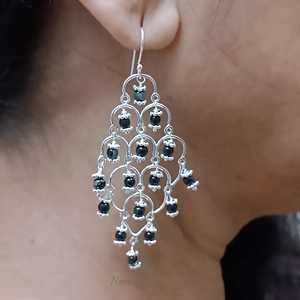 <b>Black</b> Onyx <b>Dangle</b> <b>Earrings</b>: 925 Sterling Silver Handmade Jewelry - Product Image 1