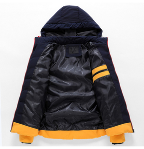 Blouson Bomber Homme Noir Brillant 100% Polyester, Coupe Ample, Capuche Bulle, Coupe-Vent, Chaud pour l'Hiver et l'Extérieur - Product Image 4