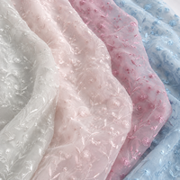Nouveau design, vente en gros, tissu organza léger et transparent, broderie florale, pour robe, rideau, mariage, textile de maison