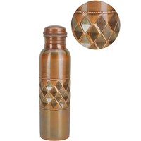 Bouteille d'eau en cuivre martelé de 500 ml, type paille, avec poignée, sans BPA, écologique, compatible lave-vaisselle, unisexe, haute qualité, best-seller