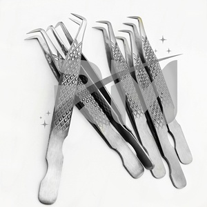 Pince à épiler pour extensions de cils RMI Silver Matt, en acier inoxydable, avec poignée en diamant et design de coupe / Ensemble de pinces à épiler - Product Image 5