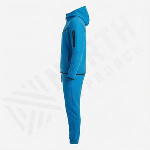 Ensembles de vêtements de sport en molleton technique en coton pour hommes XXL Vente en gros Sweats à capuche à fermeture éclair intégrale Jogging Survêtement respirant Couleur personnalisée - Product Image 3