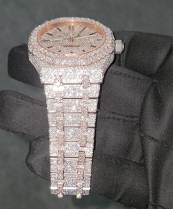 นาฬิกาแฟชั่นหรูหรา สแตนเลสสตีล ประดับเพชรโมอิสซาไนต์ VVS สีโรสโอนท์โบราณ ขนาด 6 มม. กลไกจักรกล Miyota สไตล์ฮิปฮอป หน้าปัดอะนาล็อก - Product Image 4