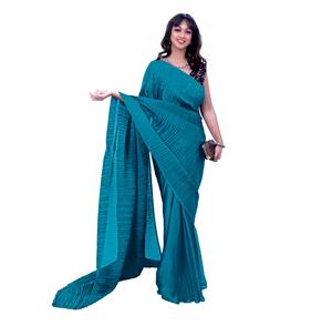 ส่าหรีดูเก๋ไก๋สไตล์ชนเผ่าสำหรับงานแต่งงานและงานอีเวนต์อินเดียหรูหราบอลลีวู้ดจากดีไซเนอร์ส่าหรีส่งออกจากอินเดีย - Product Image 1