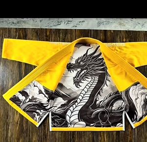 Professional Martial Arts Wear Yellow Brazilian Jiu Jitsu Uniform Customized Embroidery Logo & Size BJJ Gi for <b>Men</b> - Product Image 3