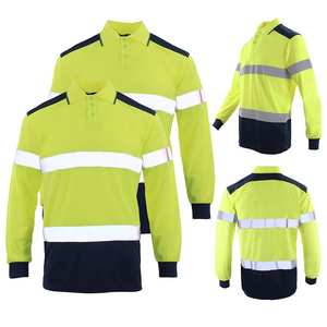 100% Polyester Long Sleeve Breathable Mesh Yellow Safety Vest <b>Hi</b> <b>Vis</b> Reflective Polo Tshirt for Men <b>T</b> <b>Shirt</b> - Product Image 1