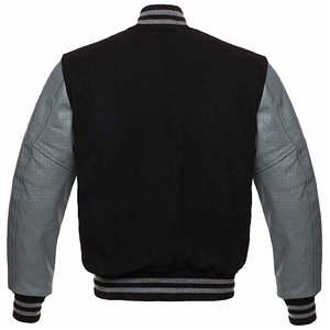 Veste universitaire réversible avec support personnalisable OEM pour homme Veste universitaire Letterman à manches en cuir avec broderie unie vierge pour homme - Product Image 6