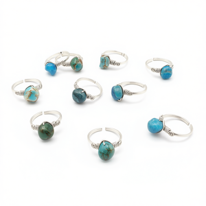 Silver Plated Artisan Fashion <b>Rings</b> with Unique Natural Stone Accents for Retail Sales - Product Image 2
