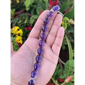 สร้อยข้อมือแฟชั่นอเมทิสต์รูปไข่สีเงิน925 - Product Image 2