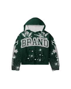 Nuevo diseño personalizado Fabricación de fábrica Chándal de diamantes de imitación de alta calidad Sudadera con capucha y pantalón de sudor Chándal unisex holgado desgastado. - Product Image 2