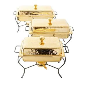 Wholesale Catering Events Gold Finish Stainless Steel Chafing Dish With Hammered Hotel Restaurant Wedding Food Warmer <b>Server</b> - Product Image 1