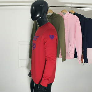 Sudadera Personalizada con Capucha y Cuello Alto, Cuello Redondo con Rayas, Aplique Bordado, Sudadera Gruesa de Invierno - Product Image 2