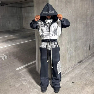 Logo personnalisé Fabricants de vêtements Survêtements lourds Survêtement Ensembles de jogging de haute qualité Ensemble sweat à capuche ample et pantalon de survêtement pour hommes - Product Image 1