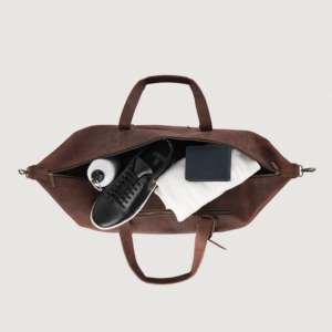 กระเป๋าเดินทางหนังสีน้ำตาลสไตล์วินเทจ Dale รุ่น Distressed พร้อมซิปทนทาน - Product Image 6