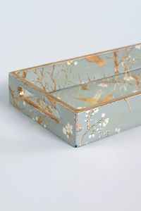 Plateau rectangulaire en résine époxy de haute qualité avec corde, motif floral, décoration intérieure, style côtier, artisanat métallique, multifonctionnel, Nouvel An - Product Image 2