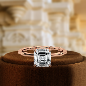 แหวนเพชรทรง Asscher 1 กะรัต ได้รับการรับรองจาก IGI แหวนของขวัญสำหรับเธอ แหวนแต่งงานเพชรเลี้ยงในห้องปฏิบัติการทรงไม้ไผ่แกว่ง ทองคำแท้ 14K - Product Image 4