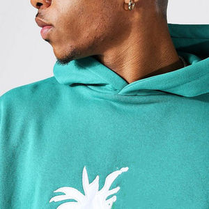 Casual TracksuitPuff Print Flexible Custom Logo Flare Tracksuit 100 Cotton Raw Hem Flared Sweat Pants <b>c</b> - Product Image 3