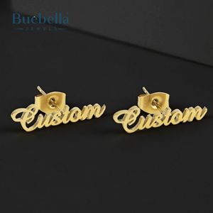 Venta caliente estilo 925 Plata 18K chapado en oro nombre personalizado Hip hop Stud pendiente hombres - Product Image 6