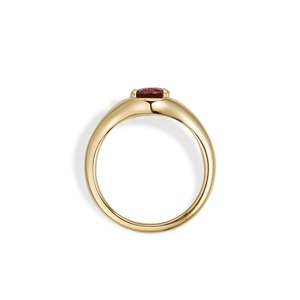 Anillo de turmalina roja de corte ovalado de platino de 14 quilates para hombre - Product Image 3